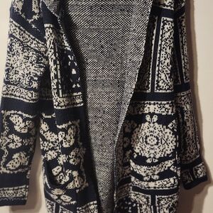 And The Why  Navy and White Women's Cardigan S/M